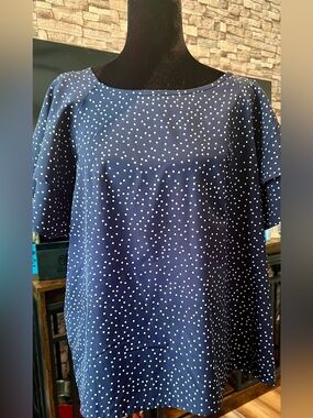 Women’s SHEIN Navy Blue Polka Dot Short Sleeve Top.  Size 1x